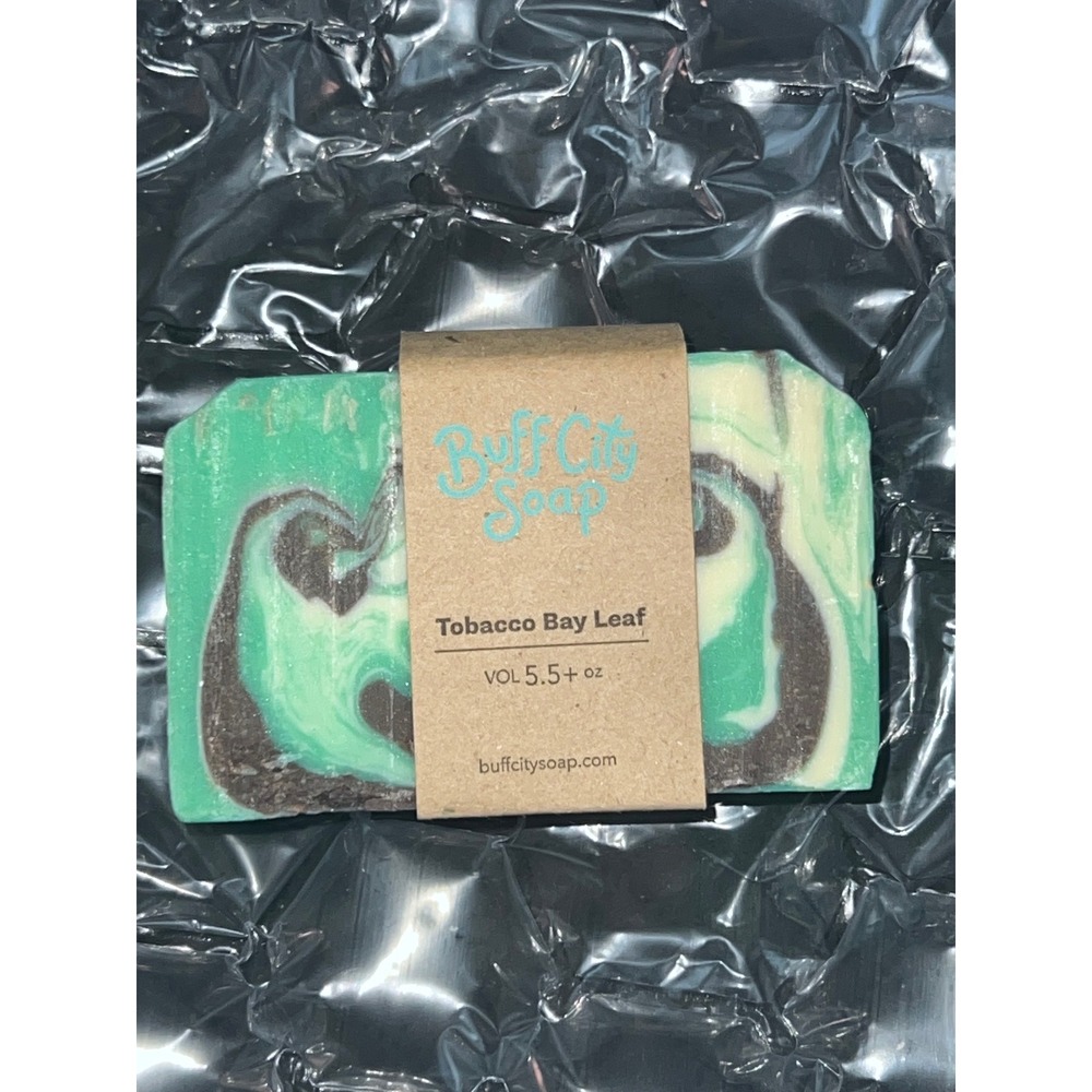 Buff City Soap Tobacco Bay Leaf Bar Soap Unisex 5.5oz‎ Green New Swirled Design